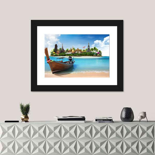 Thailand Travel Concept Panoramic Canvas Wall Art-1 Piece-36" x 12"-Tiaracle