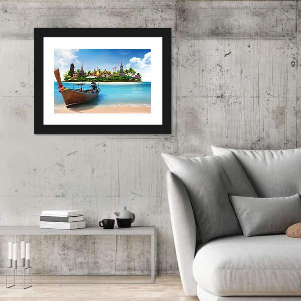 Thailand Travel Concept Panoramic Canvas Wall Art-1 Piece-36" x 12"-Tiaracle