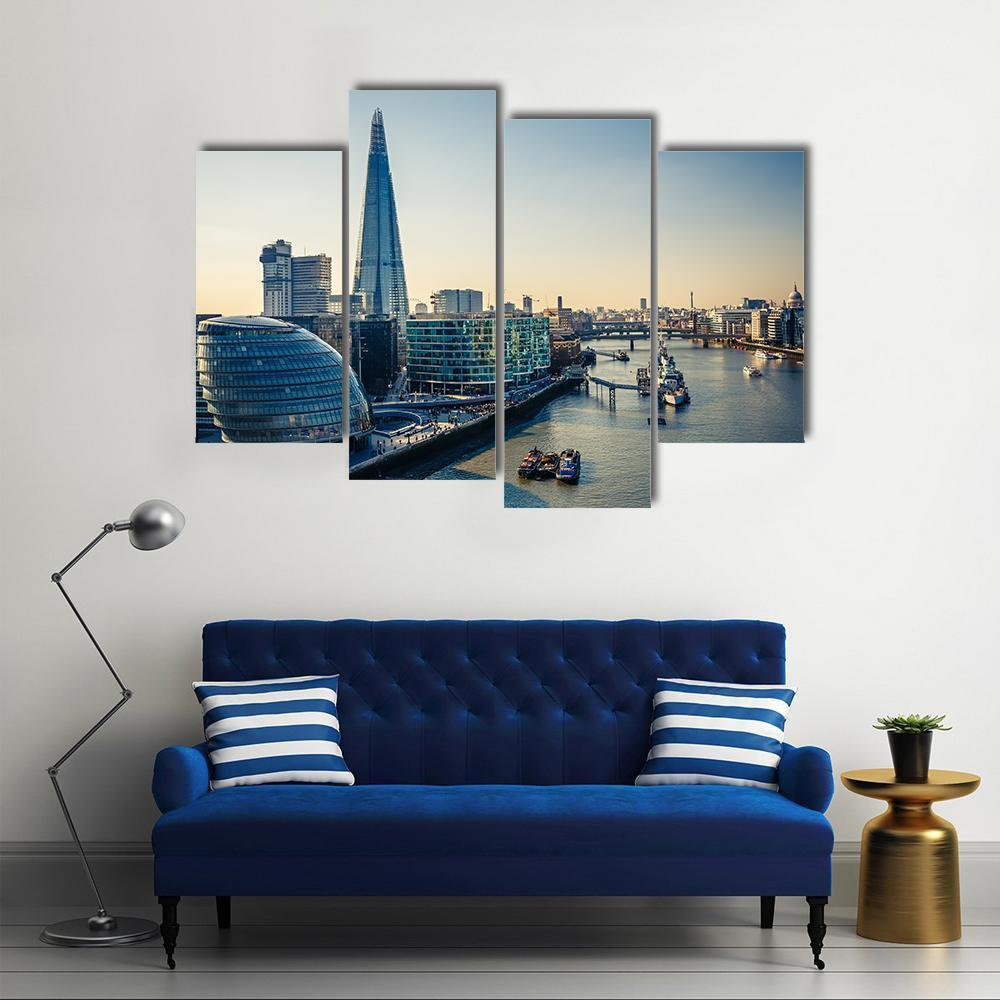 Thames &amp; London City Canvas Wall Art-4 Pop-Gallery Wrap-50" x 32"-Tiaracle
