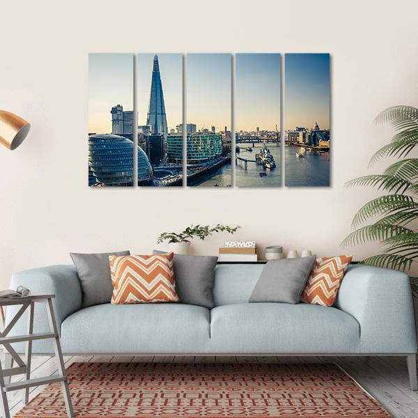 Thames &amp; London City Canvas Wall Art-5 Horizontal-Gallery Wrap-22" x 12"-Tiaracle