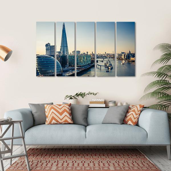 Thames & London City Canvas Wall Art-5 Horizontal-Gallery Wrap-22" x 12"-Tiaracle