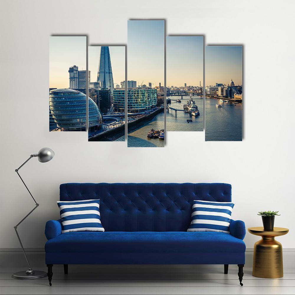 Thames &amp; London City Canvas Wall Art-5 Pop-Gallery Wrap-47" x 32"-Tiaracle