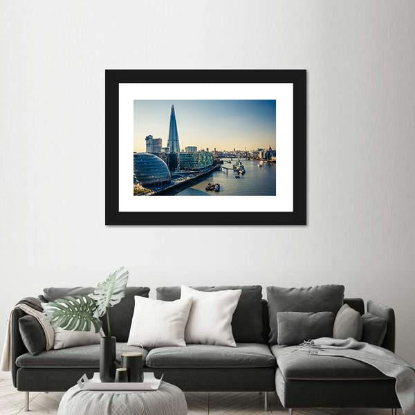 Thames &amp; London City Canvas Wall Art-1 Piece-Framed Print-20" x 16"-Tiaracle