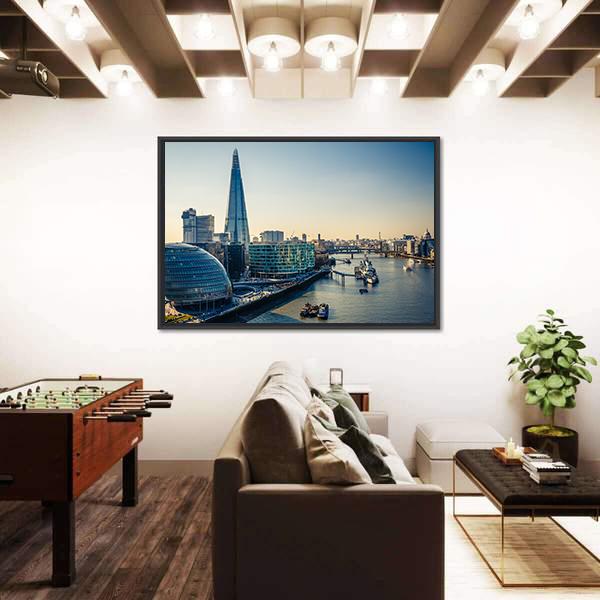 Thames &amp; London City Canvas Wall Art-5 Horizontal-Gallery Wrap-22" x 12"-Tiaracle