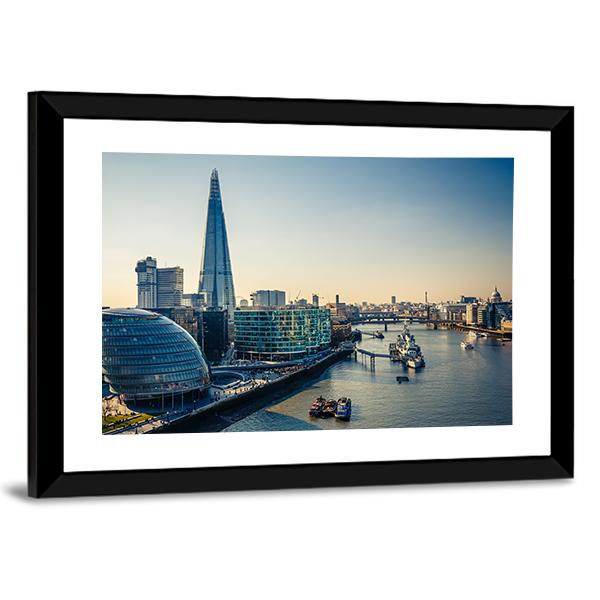 Thames &amp; London City Canvas Wall Art-5 Horizontal-Gallery Wrap-22" x 12"-Tiaracle