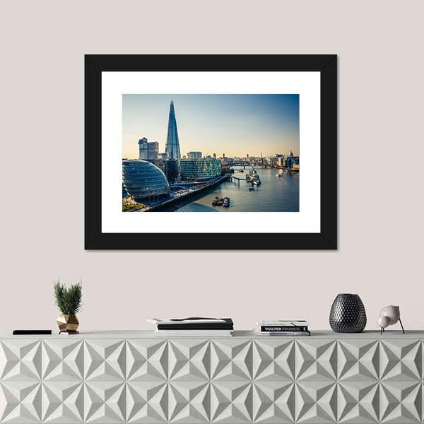 Thames &amp; London City Canvas Wall Art-5 Horizontal-Gallery Wrap-22" x 12"-Tiaracle