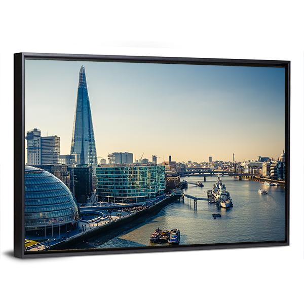 Thames &amp; London City Canvas Wall Art-5 Horizontal-Gallery Wrap-22" x 12"-Tiaracle