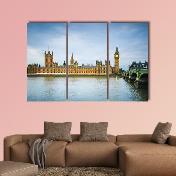 Thames River & Westminster Bridge Canvas Wall Art-3 Horizontal-Gallery Wrap-37" x 24"-Tiaracle