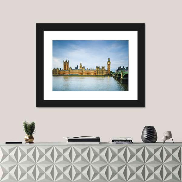 Thames River &amp; Westminster Bridge Canvas Wall Art-3 Horizontal-Gallery Wrap-25" x 16"-Tiaracle