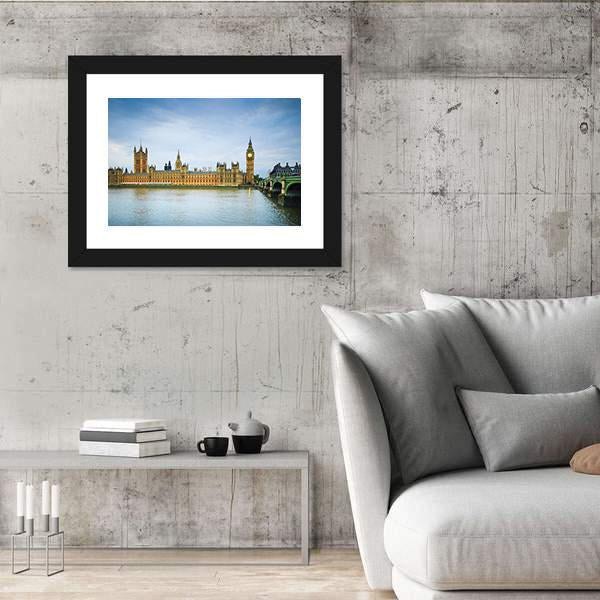 Thames River & Westminster Bridge Canvas Wall Art-5 Horizontal-Gallery Wrap-22" x 12"-Tiaracle