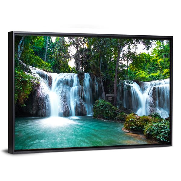 Than Sawan Waterfall Canvas Wall Art-3 Horizontal-Gallery Wrap-25" x 16"-Tiaracle