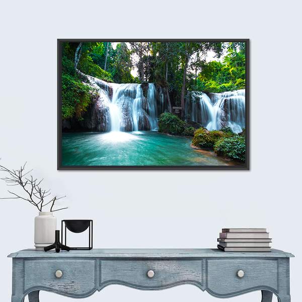 Than Sawan Waterfall Canvas Wall Art-3 Horizontal-Gallery Wrap-25" x 16"-Tiaracle