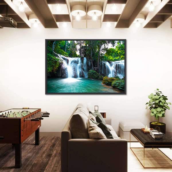 Than Sawan Waterfall Canvas Wall Art-3 Horizontal-Gallery Wrap-25" x 16"-Tiaracle