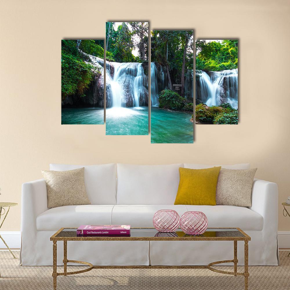 Than Sawan Waterfall Canvas Wall Art-4 Pop-Gallery Wrap-50" x 32"-Tiaracle