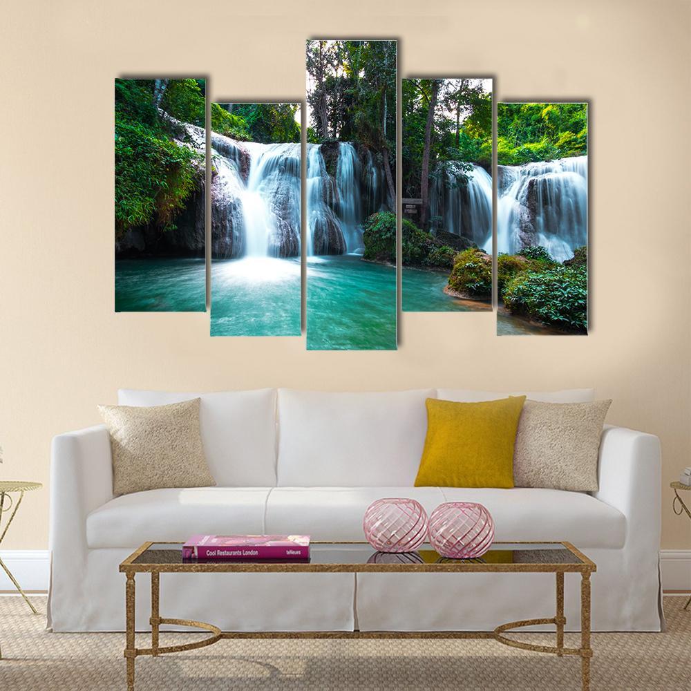 Than Sawan Waterfall Canvas Wall Art-5 Pop-Gallery Wrap-47" x 32"-Tiaracle