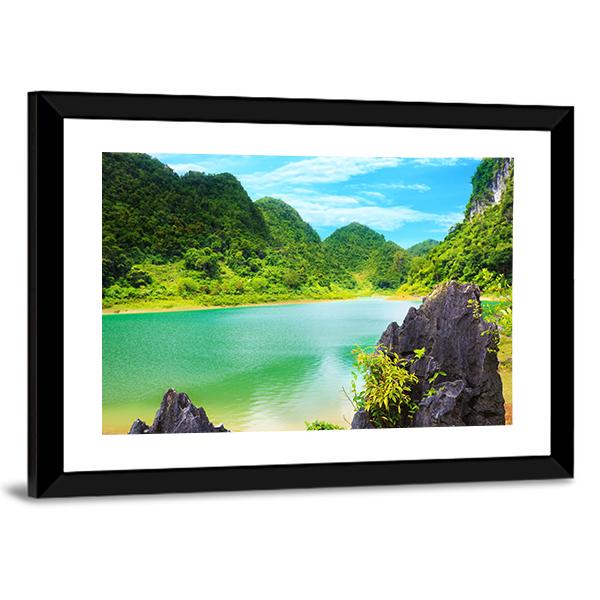 Thang Hen Lake Canvas Wall Art-3 Horizontal-Gallery Wrap-25" x 16"-Tiaracle