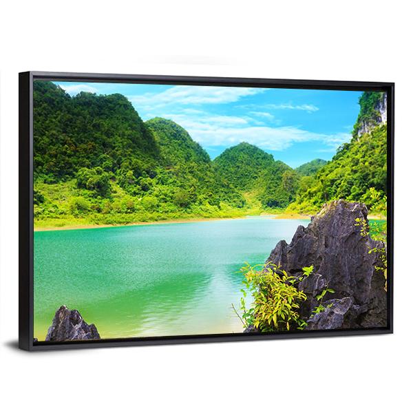 Thang Hen Lake Canvas Wall Art-5 Horizontal-Gallery Wrap-22" x 12"-Tiaracle