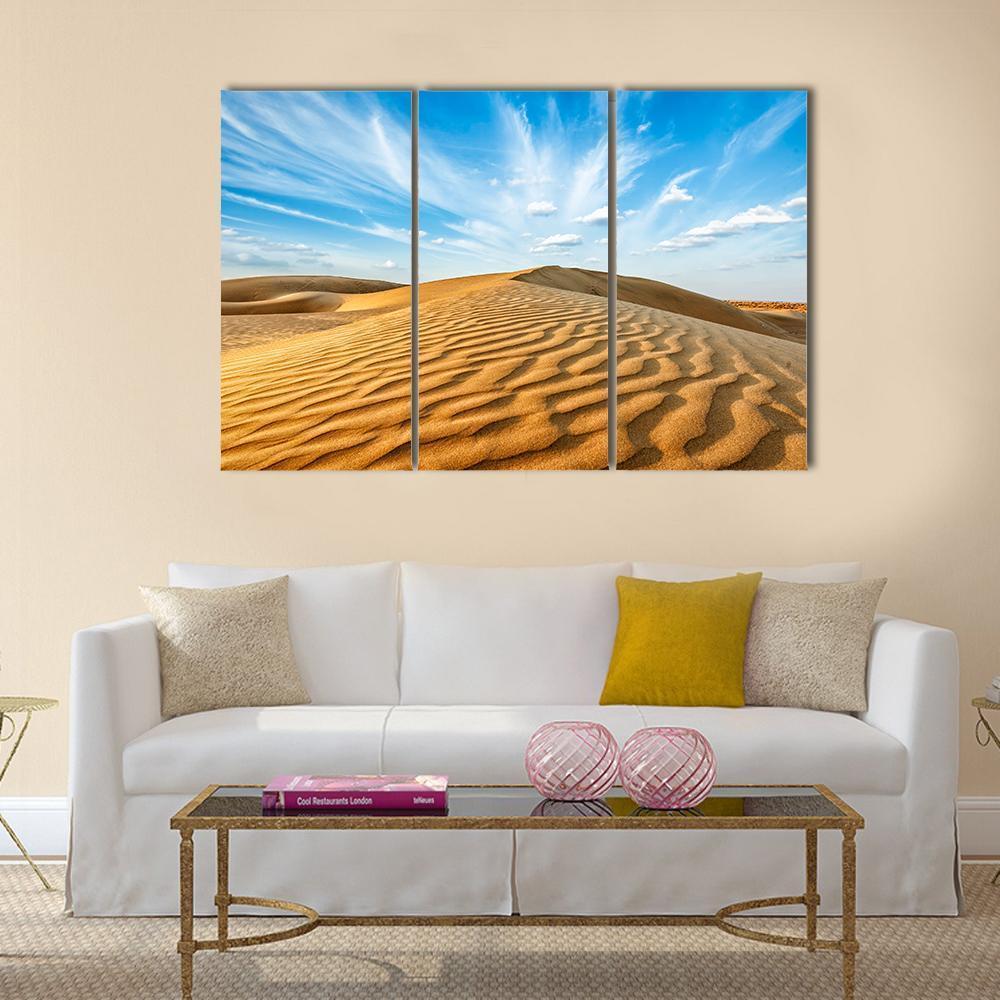 Thar Desert Canvas Wall Art-3 Horizontal-Gallery Wrap-37" x 24"-Tiaracle