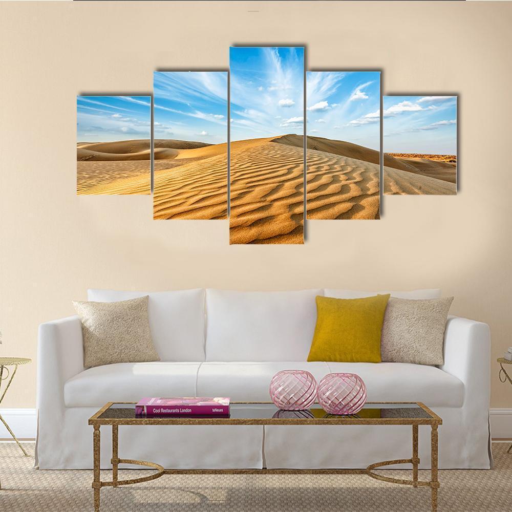 Thar Desert Canvas Wall Art-5 Star-Gallery Wrap-62" x 32"-Tiaracle