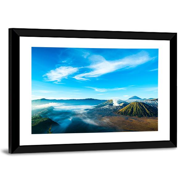The Active Volcano Of Mount Bromo With Fog Canvas Wall Art-3 Horizontal-Gallery Wrap-25" x 16"-Tiaracle