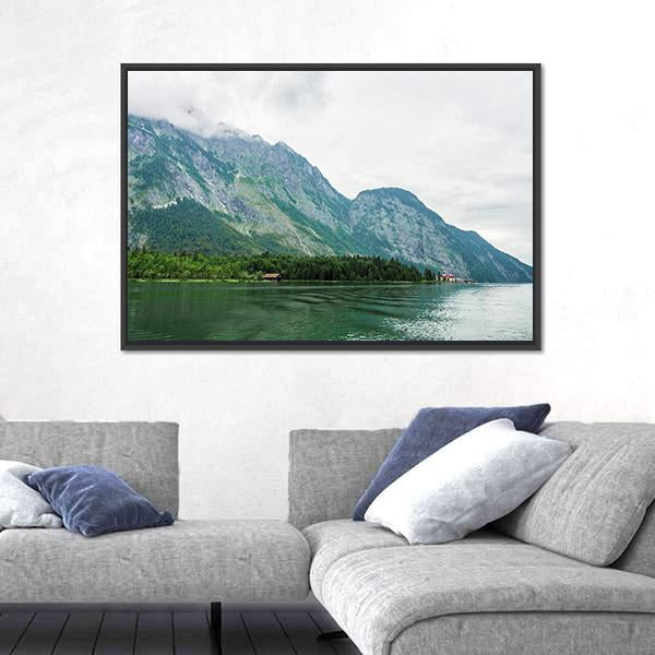 The Alpsee Lake In Bavaria Canvas Wall Art-1 Piece-Floating Frame-24" x 16"-Tiaracle