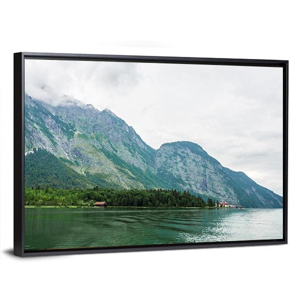 The Alpsee Lake In Bavaria Canvas Wall Art-3 Horizontal-Gallery Wrap-25" x 16"-Tiaracle