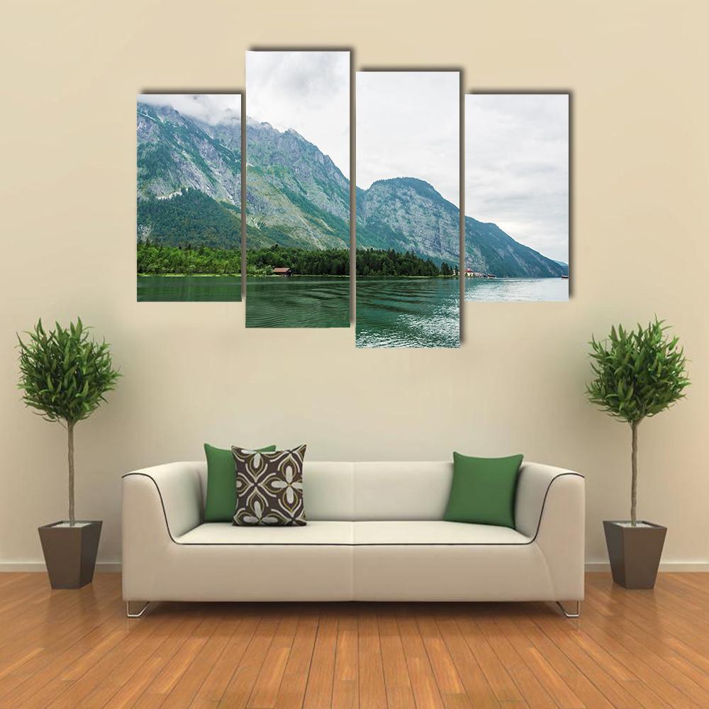 The Alpsee Lake In Bavaria Canvas Wall Art-4 Pop-Gallery Wrap-50" x 32"-Tiaracle