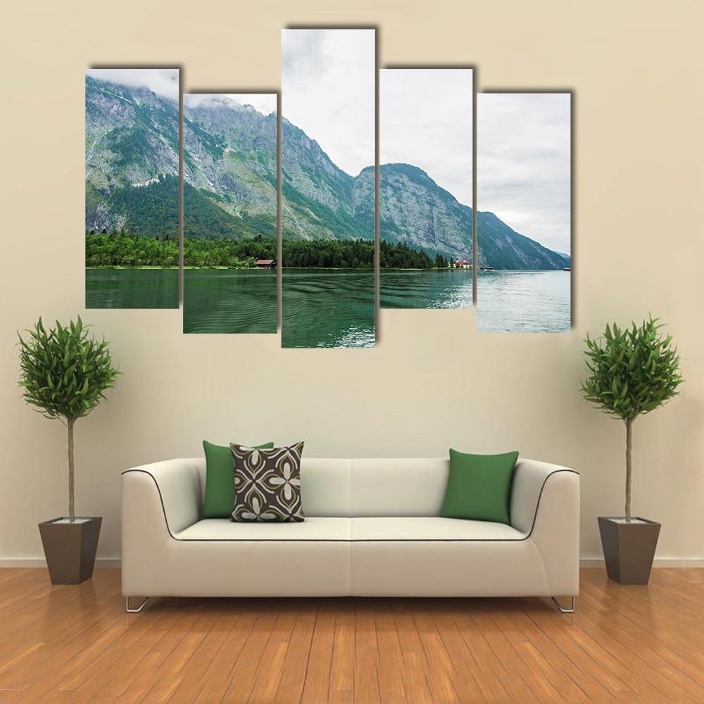 The Alpsee Lake In Bavaria Canvas Wall Art-5 Pop-Gallery Wrap-47" x 32"-Tiaracle
