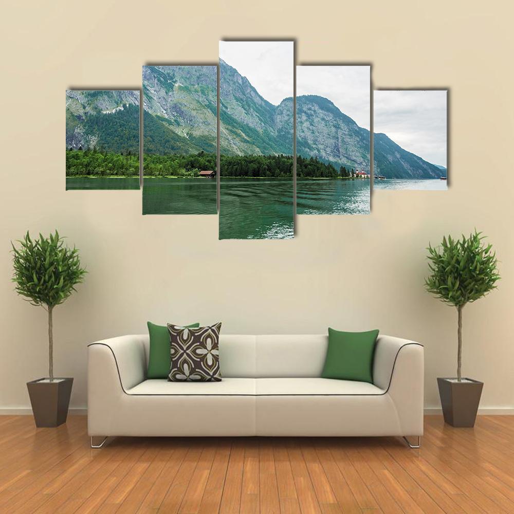 The Alpsee Lake In Bavaria Canvas Wall Art-5 Star-Gallery Wrap-62" x 32"-Tiaracle