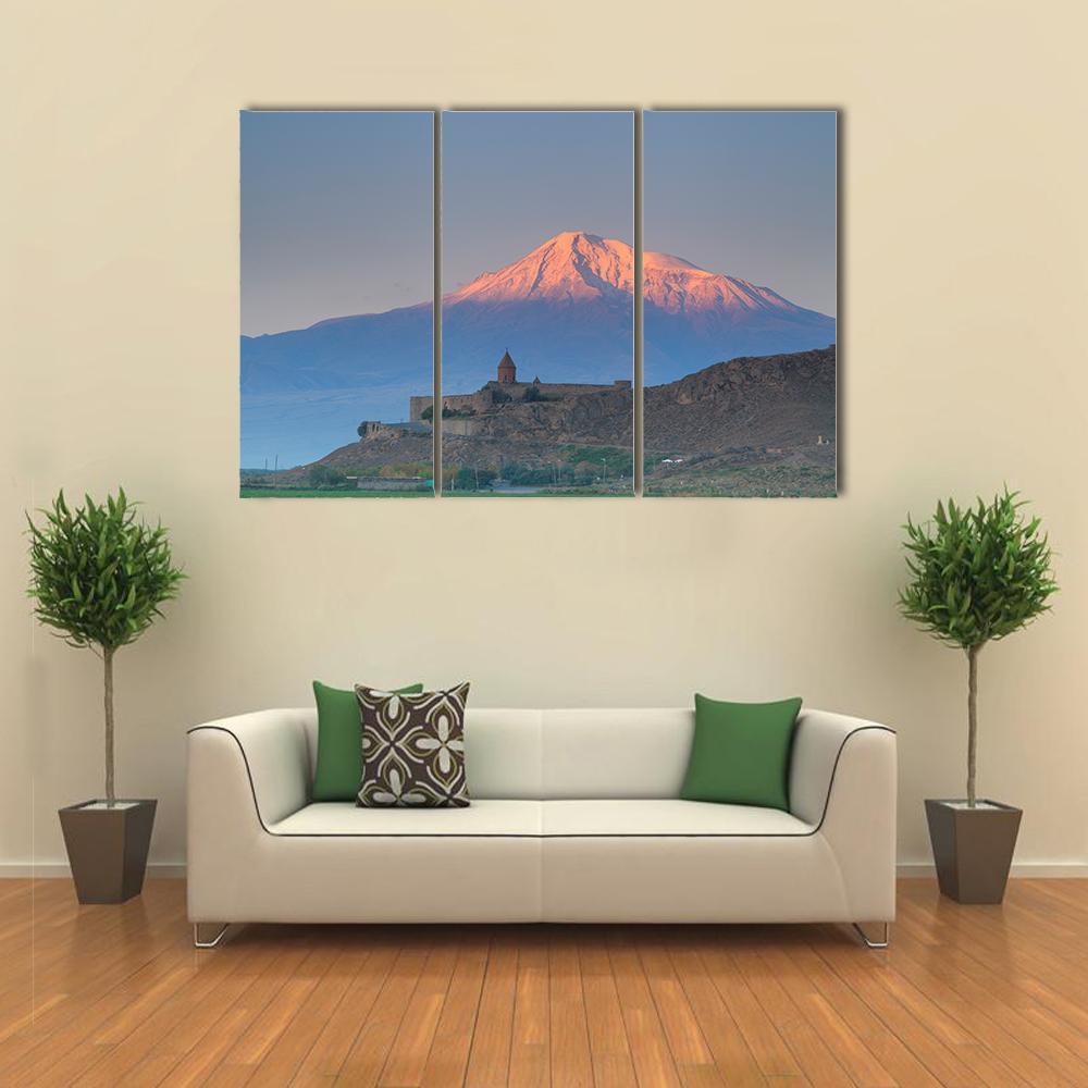 Church In Khor Virap Canvas Wall Art-3 Horizontal-Gallery Wrap-37" x 24"-Tiaracle