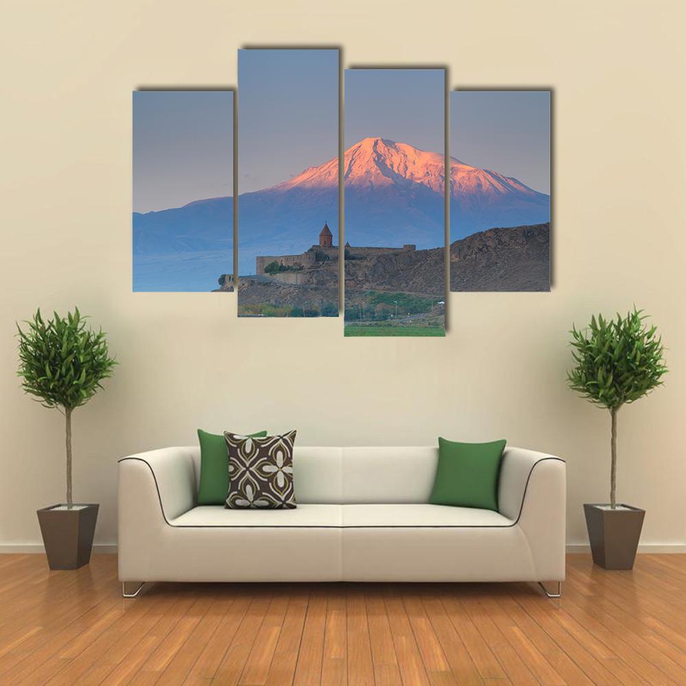 Church In Khor Virap Canvas Wall Art-4 Pop-Gallery Wrap-50" x 32"-Tiaracle