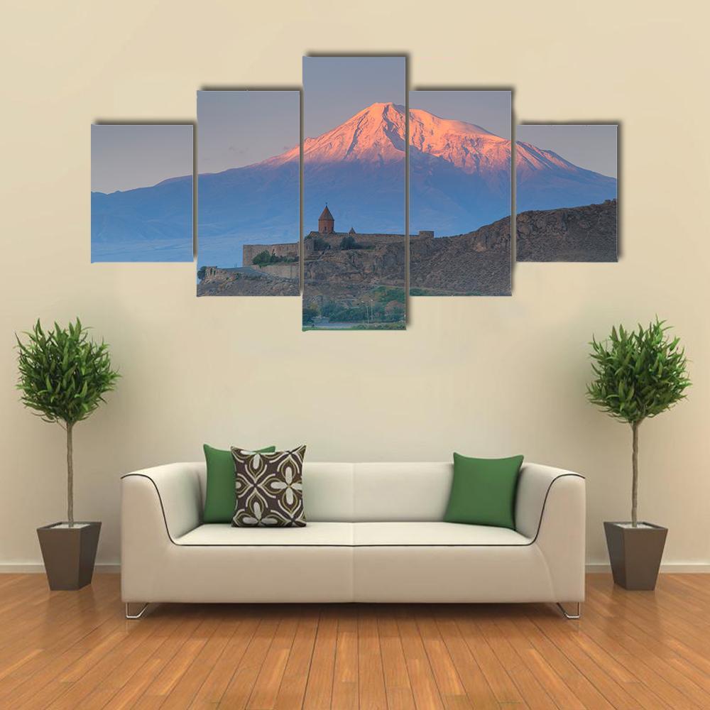 Church In Khor Virap Canvas Wall Art-5 Star-Gallery Wrap-62" x 32"-Tiaracle