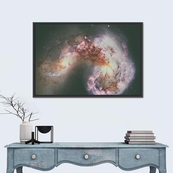 The Antennae Galaxies Canvas Wall Art-1 Piece-Floating Frame-24" x 16"-Tiaracle