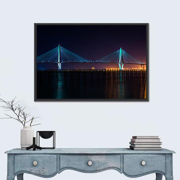 The Arthur Ravenel Bridge Canvas Wall Art-3 Horizontal-Gallery Wrap-25" x 16"-Tiaracle