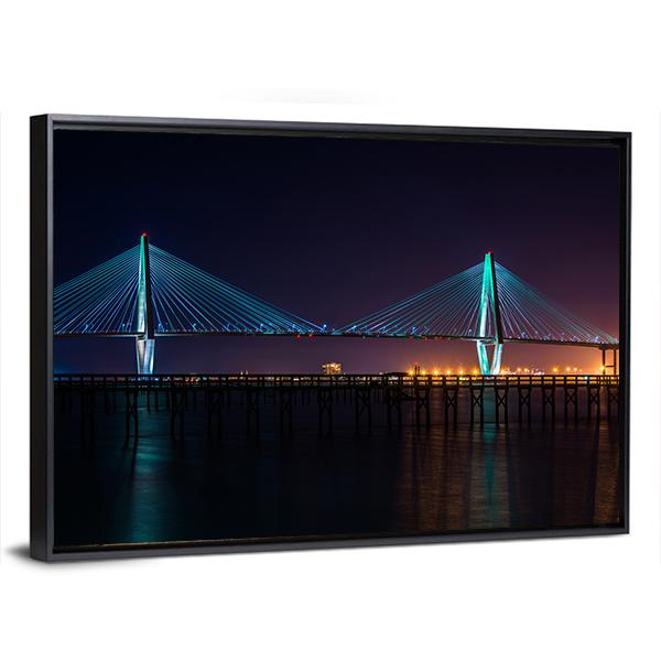The Arthur Ravenel Bridge Canvas Wall Art-3 Horizontal-Gallery Wrap-25" x 16"-Tiaracle