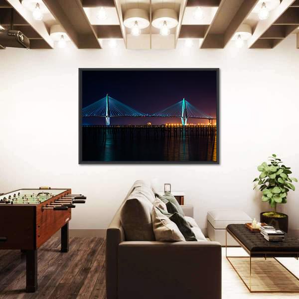 The Arthur Ravenel Bridge Canvas Wall Art-3 Horizontal-Gallery Wrap-25" x 16"-Tiaracle