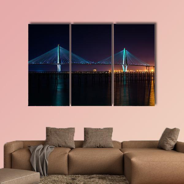 The Arthur Ravenel Bridge Canvas Wall Art-3 Horizontal-Gallery Wrap-25" x 16"-Tiaracle