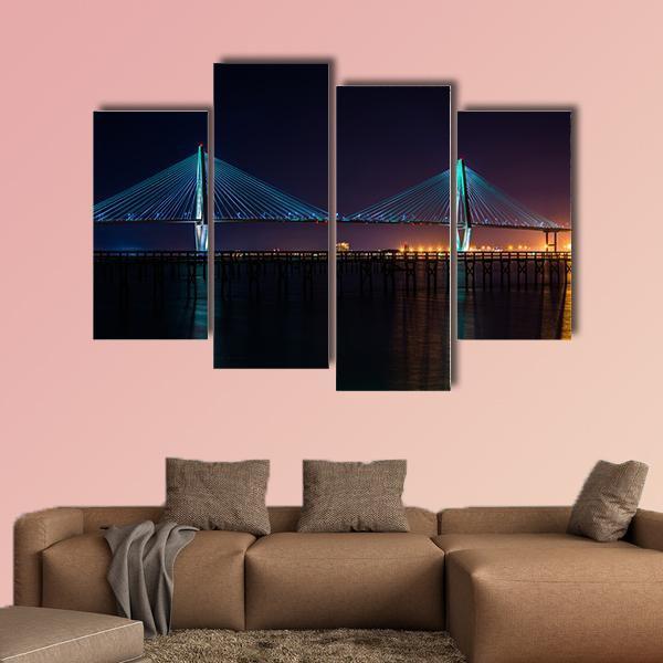 The Arthur Ravenel Bridge Canvas Wall Art-4 Pop-Gallery Wrap-50" x 32"-Tiaracle