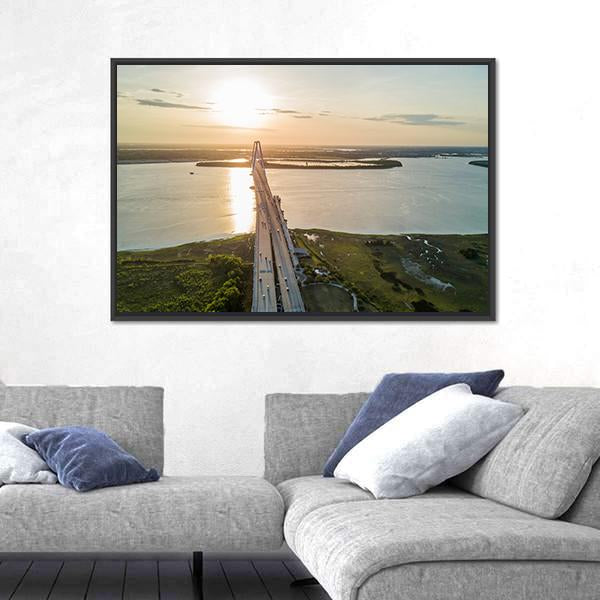 The Arthur Ravenel Jr Bridge Canvas Wall Art-1 Piece-Floating Frame-24" x 16"-Tiaracle