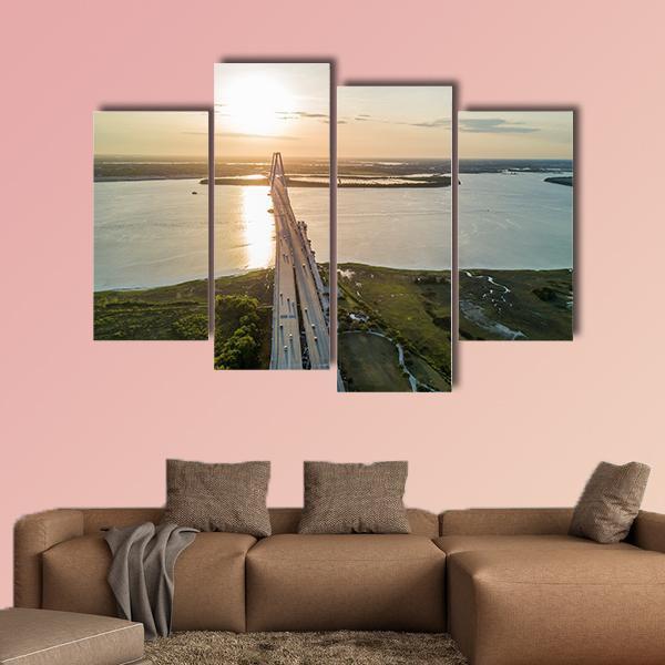 The Arthur Ravenel Jr Bridge Canvas Wall Art-4 Pop-Gallery Wrap-50" x 32"-Tiaracle