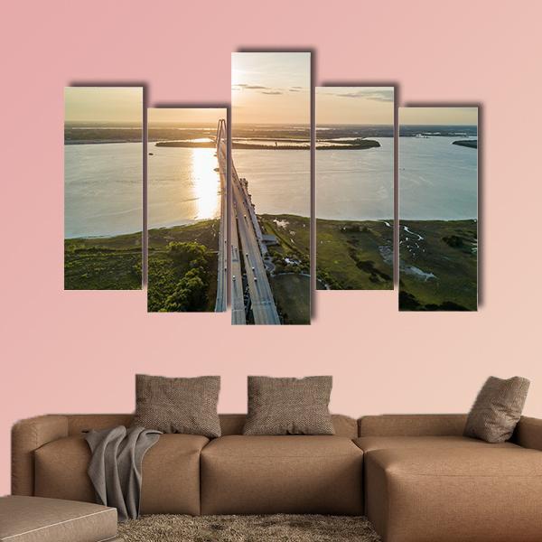 The Arthur Ravenel Jr Bridge Canvas Wall Art-5 Pop-Gallery Wrap-47" x 32"-Tiaracle