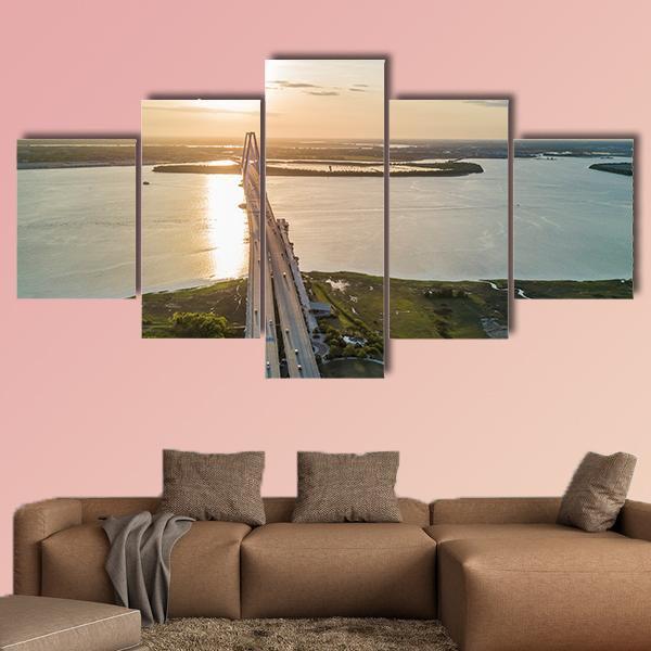 The Arthur Ravenel Jr Bridge Canvas Wall Art-5 Star-Gallery Wrap-62" x 32"-Tiaracle
