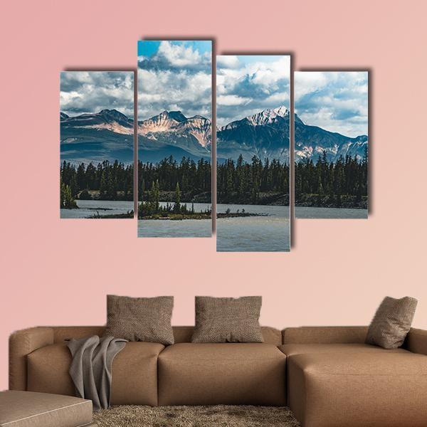 Athabasca River Canada Canvas Wall Art-4 Pop-Gallery Wrap-50" x 32"-Tiaracle