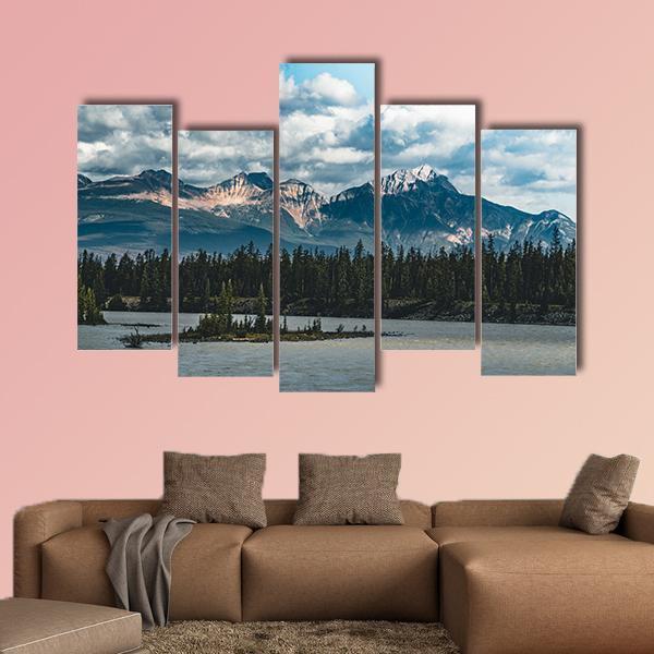 Athabasca River Canada Canvas Wall Art-5 Pop-Gallery Wrap-47" x 32"-Tiaracle