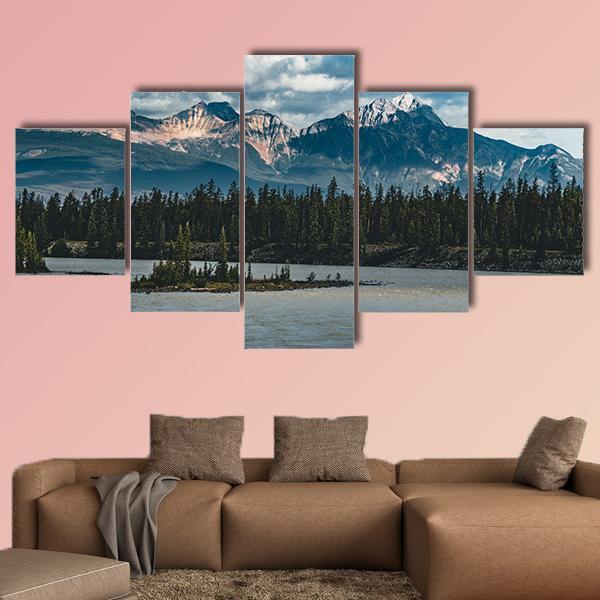 Athabasca River Canada Canvas Wall Art-5 Star-Gallery Wrap-62" x 32"-Tiaracle