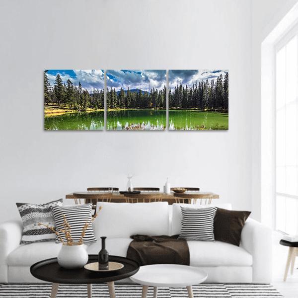 Autumn Jasper National Park Panoramic Canvas Wall Art-3 Piece-25" x 08"-Tiaracle