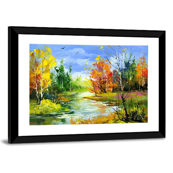 The Autumn Landscape Canvas Wall Art-5 Horizontal-Gallery Wrap-22" x 12"-Tiaracle