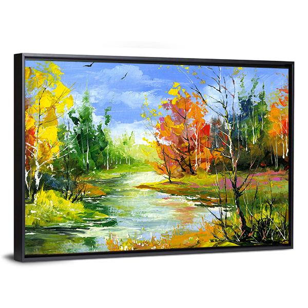 The Autumn Landscape Canvas Wall Art-5 Horizontal-Gallery Wrap-22" x 12"-Tiaracle
