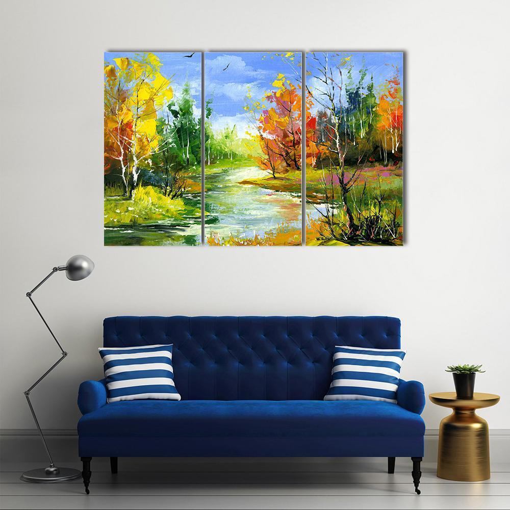 The Autumn Landscape Canvas Wall Art-3 Horizontal-Gallery Wrap-37&quot; x 24&quot;-Tiaracle
