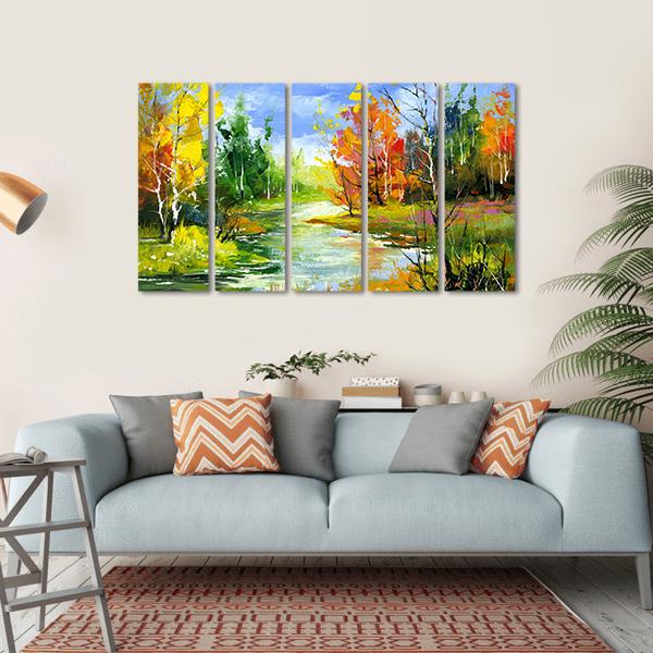The Autumn Landscape Canvas Wall Art-5 Horizontal-Gallery Wrap-22" x 12"-Tiaracle
